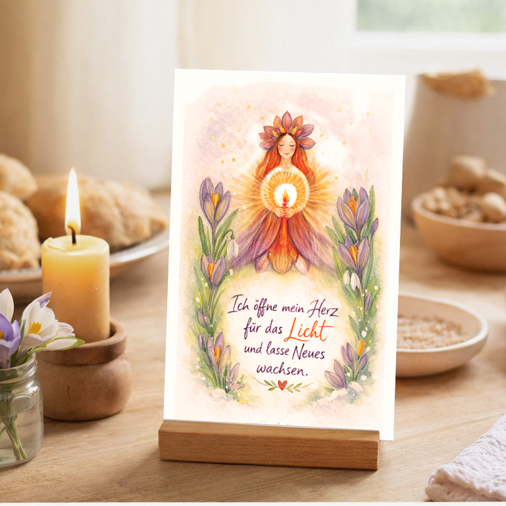 🌸 Krokus – Jahreszeitenkarte März / Aquarell mit Affirmation